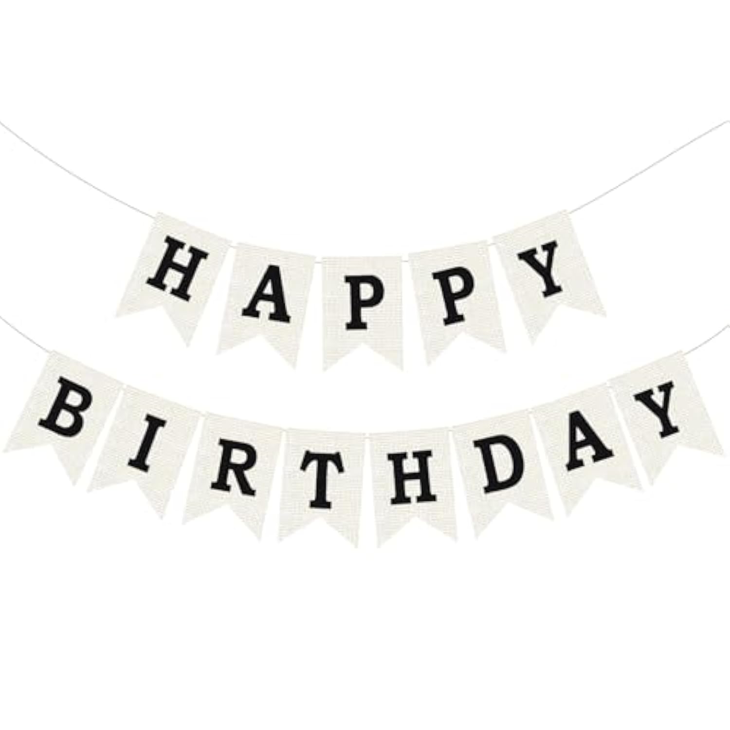 Burlap Happy Birthday Banner, Black Assembled Happy Birthday Banner Sign Garland For Boys Girls Rustic Party Decorations