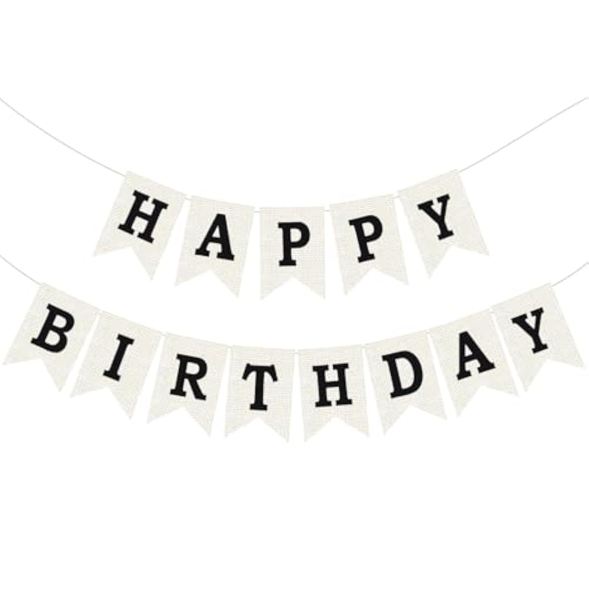 Burlap Happy Birthday Banner, Black Assembled Happy Birthday Banner Sign Garland For Boys Girls Rustic Party Decorations