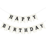 Burlap Happy Birthday Banner, Black Assembled Happy Birthday Banner Sign Garland For Boys Girls Rustic Party Decorations