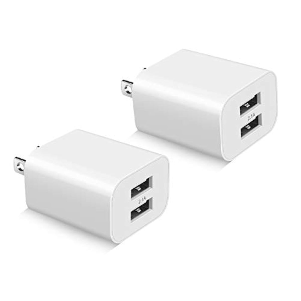 Usb Wall Charger Block 2Pack Dual Port Cube Plug Power Charging Adapter Brick For Apple Iphone 15/14/13/12/Xs Max/Xr/X/8/8 Plus/7/6S/6S Plus/6/Se/5S/5C/Ipad Mini/Air/Samsung Galaxy Kindle Fire Lg