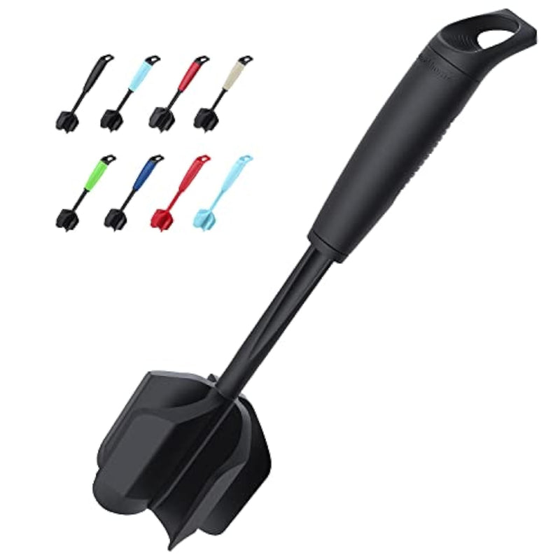 Upgrade Meat Chopper And Potato Masher, Heat Resistant Ground Meat Smasher For Hamburger, 5 Curved Blades Ground Beef Smasher, Nylon Non Stick Mixer, Stirrer And Kitchen Gadgets, Black