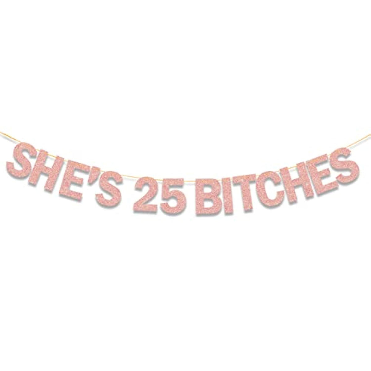 She’s 25 Bitches Rose Gold Glitter Banner 25th Birthday Decorations