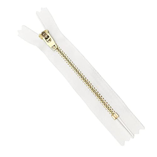 4 Inch Metal Zipper White 4" Antique Brass Metal Heavy Duty Zippers No