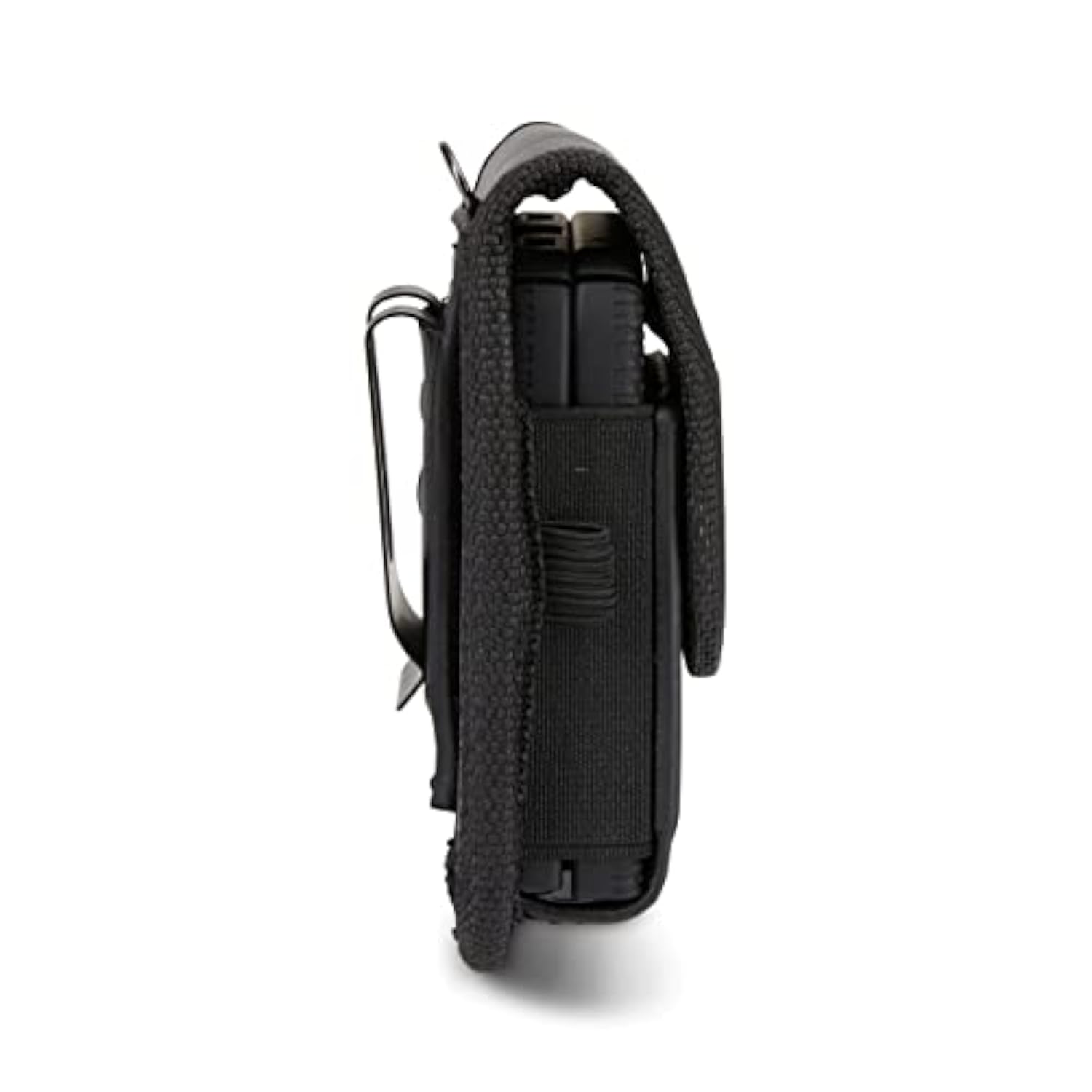 Case-Compatible Leather Pouch For Motorola Razr+ 2025 2024 2023, Samsung Galaxy Z Flip 6/5/4/3 With Heavy Duty Belt Loop, Metal Belt Clip & Dual Magnet Closure (Black Leather)