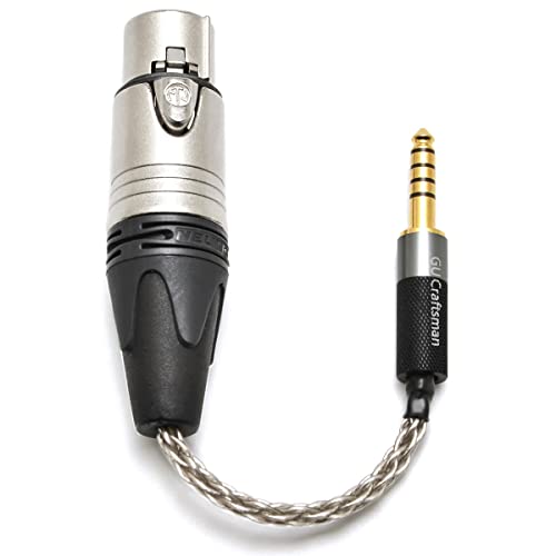 4.4mm Balanced Male to 4 Pin XLR Balanced Female Portable Headphone Adapter Cable 6N Single Crystal Silver Headphone Jack Convert Cable for Audio