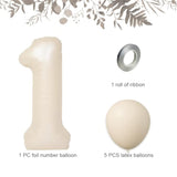 40" Beige Number 1 Balloon with Matching Latex Balloons 1st Birthday Decor