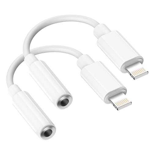 [ MFi Certified] 2 Pack Lightning to 3.5mm Headphone Jack Adapter for iPhone Aux Adapter Converter Dongle Audio Cable for  iPad/iPhone