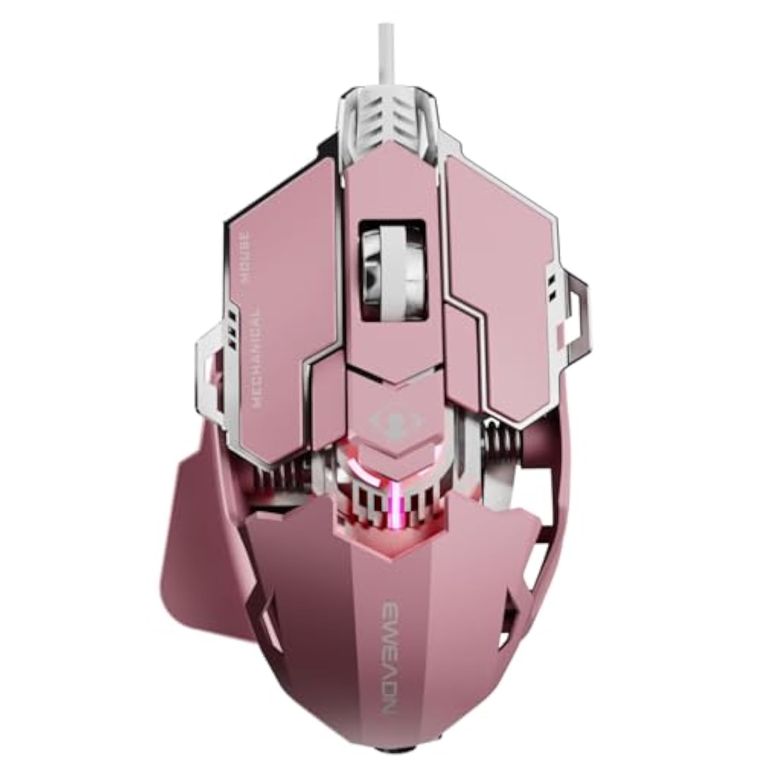 Eweadn G5 Wired Gaming Mouse, Ergonomic Rgb Computer Mouse, 12800 Adjustable Dpi, 9 Programmable Macro Buttons With Rapid Fire Key Compatible For Pc/Laptop/Windows-Pink