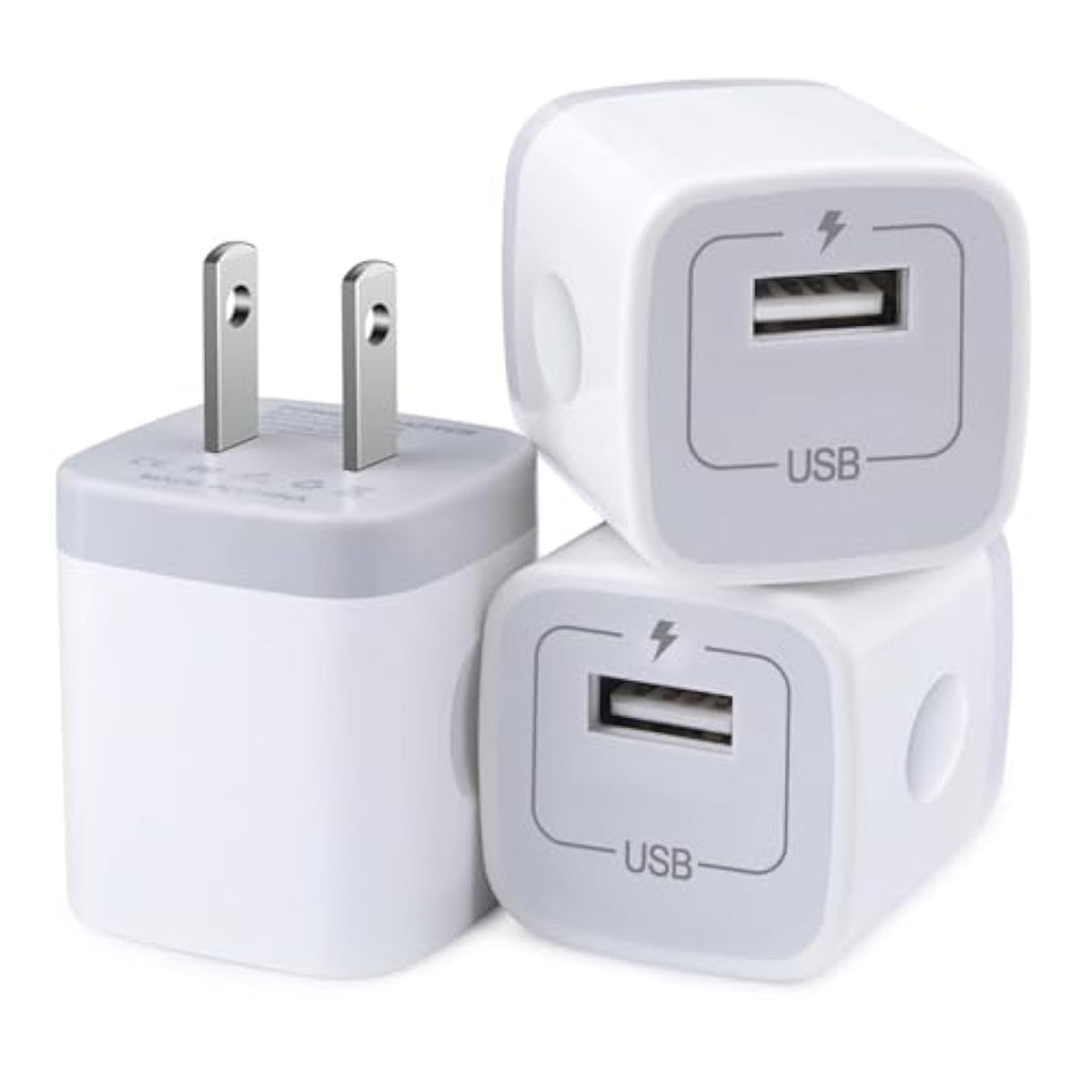 Usb Wall Charger, Charger Block, 3-Pack Charging Cube 1A/5V One-Port Charging Block Charger Box For Iphone 16 15 14 13 12 11 Pro Max,Se,Xr/Xs/X,8/7/6,Ipad,Samsung Galaxy S25 S24 A16,Note 20,Lg,Pixel 9