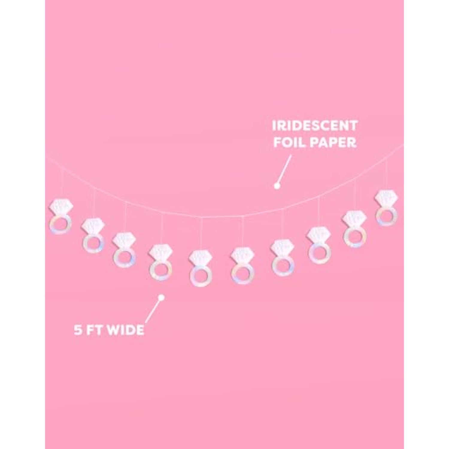 Diamond Ring 3D Banner - 5 Ft. | Engagement Party Decoration, Tying The Knot Proposal Decor, Bachelorette Backdrop, Just Married, Bridal Shower, She Said Yes