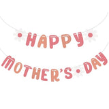 Happy Mothers Day Banner,Mother's Day Garland Banner with Flower for Best Mom Party Supplies Brunch Event Decorations Mother's Day Decor