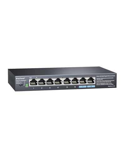 2.5Gb Switch, Unmanaged 8 Port Ethernet Switch 2.5 Gigabit Supports Static Link Aggregation & Vlan, Fanless, Desktop Wall Mount, Multi Gig Splitter For Gaming, Nas, Pc, Protection