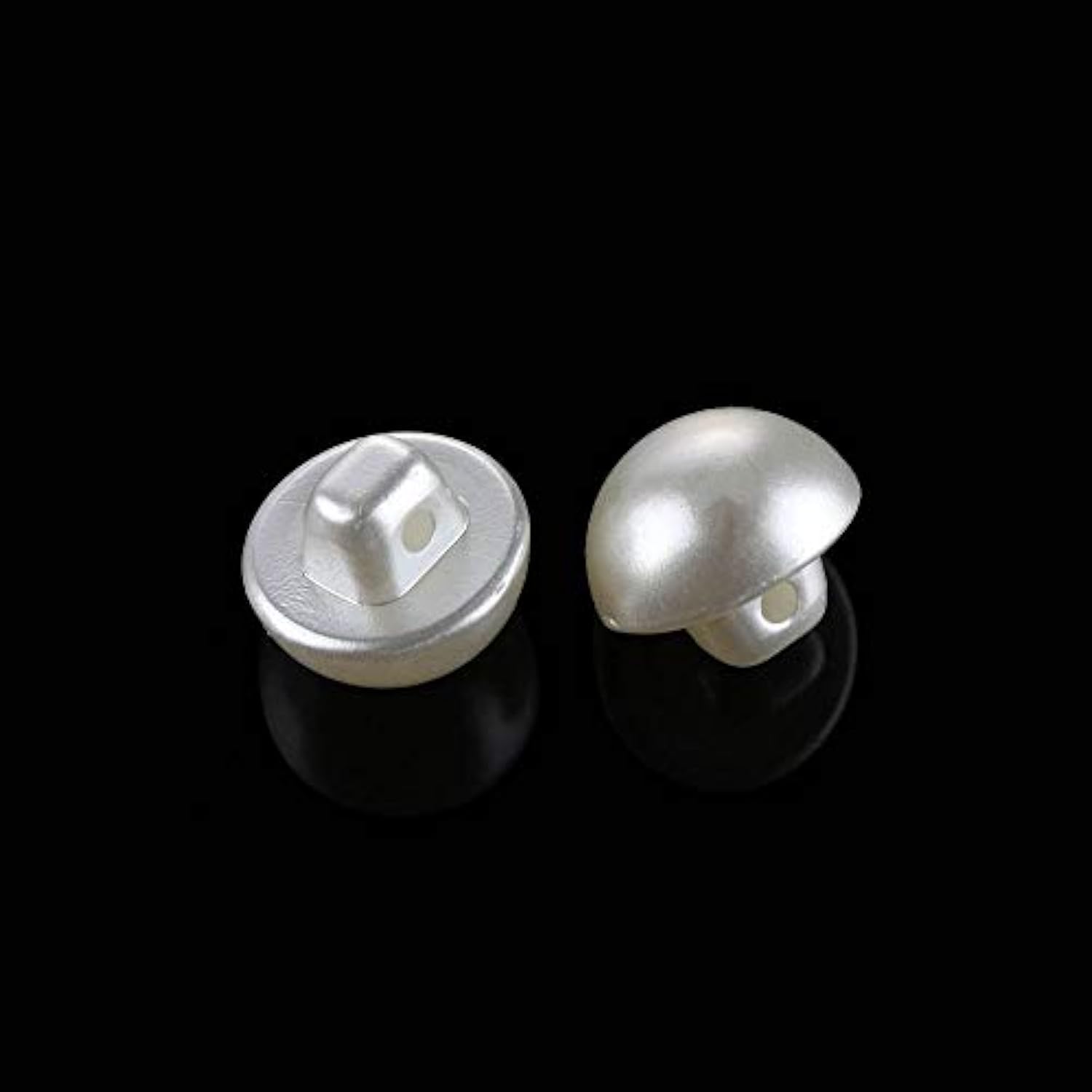 100Pcs 14Mm. Shank White Round Half Domed Resin Plastic Pearl Buttons