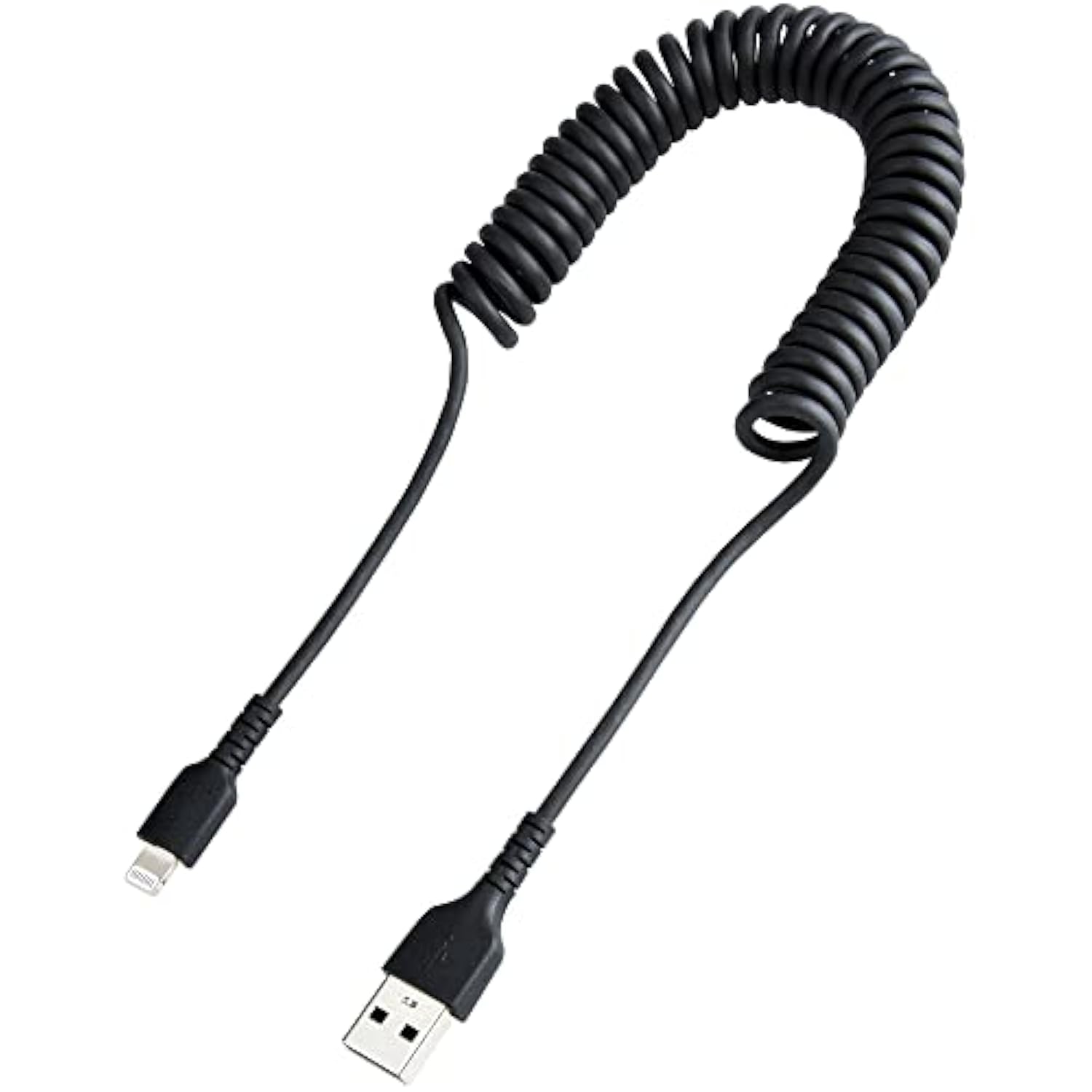 StarTech.com 1m (3ft) USB to Lightning Cable, MFi Certified, Coiled iPhone Charger Cable, Black, Durable TPE Jacket Aramid Fiber, Heavy Duty Coil Lightning Cable (RUSB2ALT1MBC)