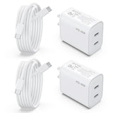 Iphone 15 16 Charger, 2 Pack 40W Usb C Charger Dual Port Fast Charging Block (2-Pack 6 Ft Usb C To C Cable Cord Included) For Iphone 16 15 Pro Max/15Pro/15/15Plus,Ipad