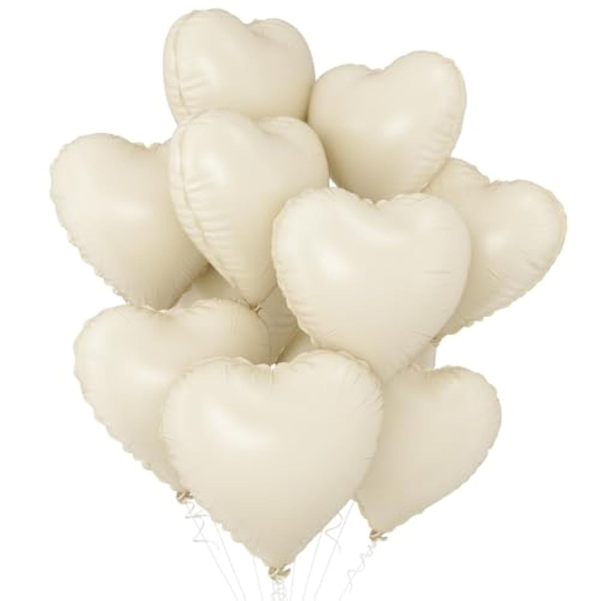 White Heart Balloons,10Pcs Cream White Foil Heart Shaped Balloons,18Inch Beige Helium Polyester Film Balloon For Valentines Engagement Birthday Baby Shower Wedding Party Decorations