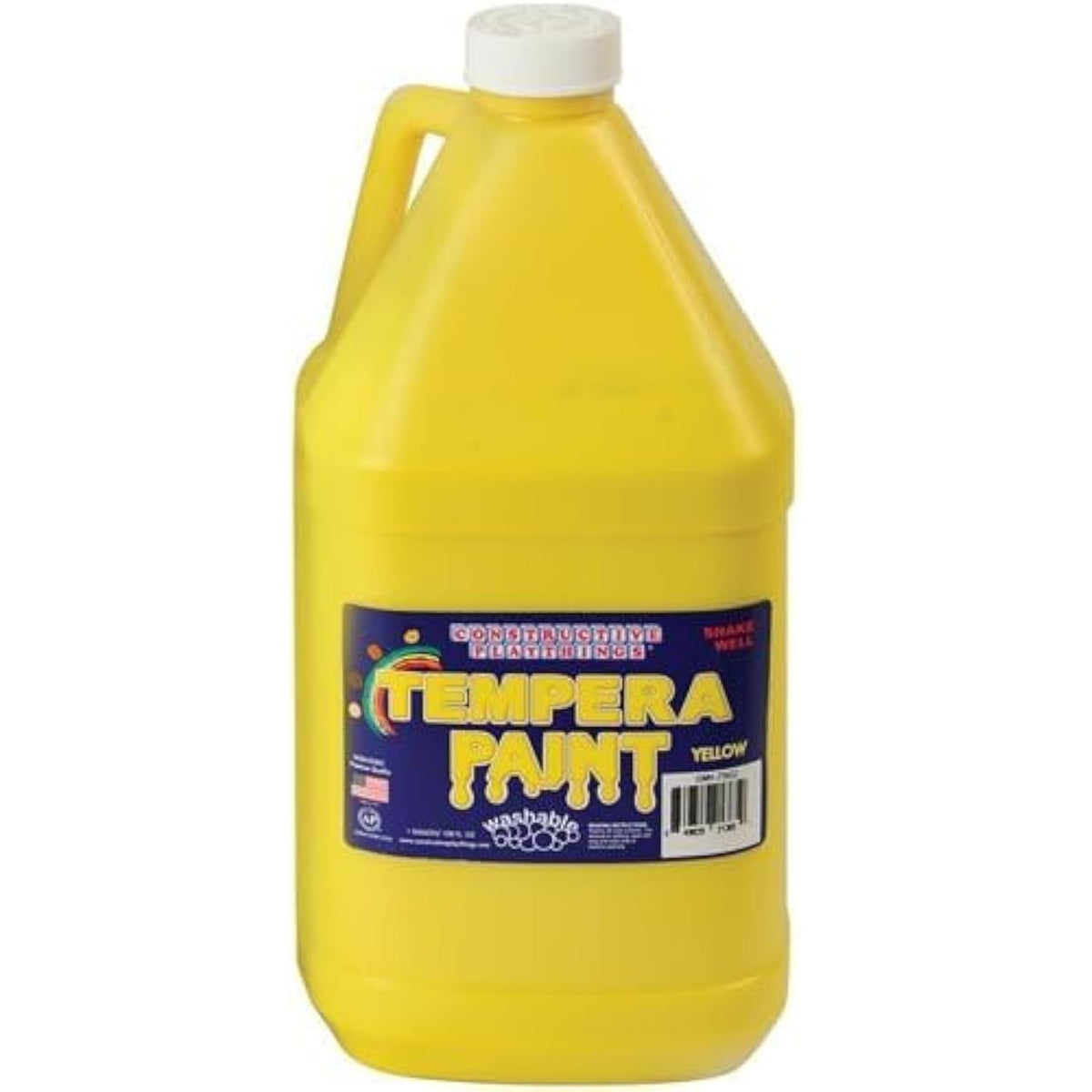 Constructive Playthings Gallon Tempera Paint, Drip-Free, Ready to Pour Yellow Paint with Rich, Creamy Consistency, Thick Formula, Classroom Art Supplies, Washable, Allergen-Free, All Ages