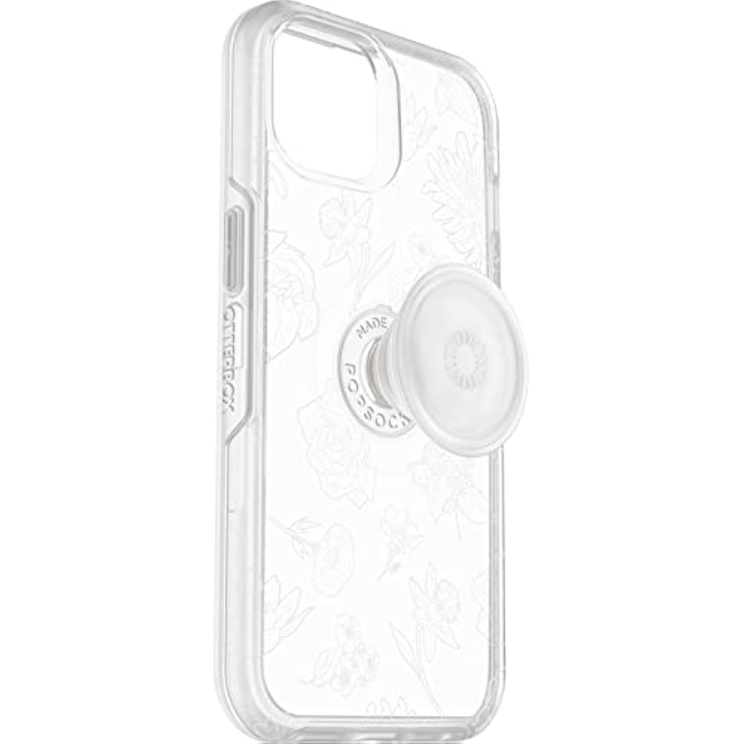 OtterBox iPhone 14 & iPhone 13 Otter + Pop Symmetry Series Clear Case - Flower of Month (Clear), Integrated PopSockets PopGrip, Slim, Pocket-Friendly, Raised Edges Protect Camera & Screen