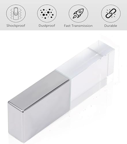 Crystal Usb Flash Drive 3.0 Led Lighting Memory Stick Birthday Wedding Gift Pen Drive (64, Gb)