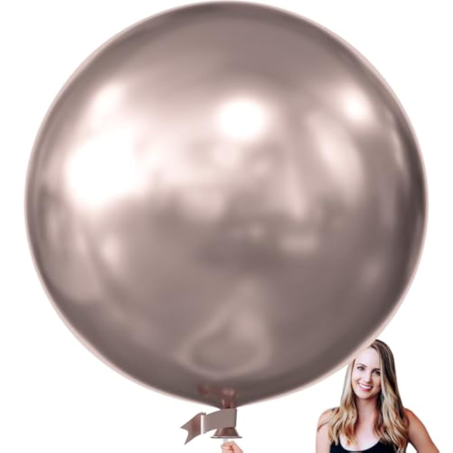 36 Inch Giant Metallic Rose Glod Balloons, 6 Pack Large Round Rose Glod Latex Balloons For Anniversary, Birthday, Christmas, Wedding, Baby Shower Party Decorations