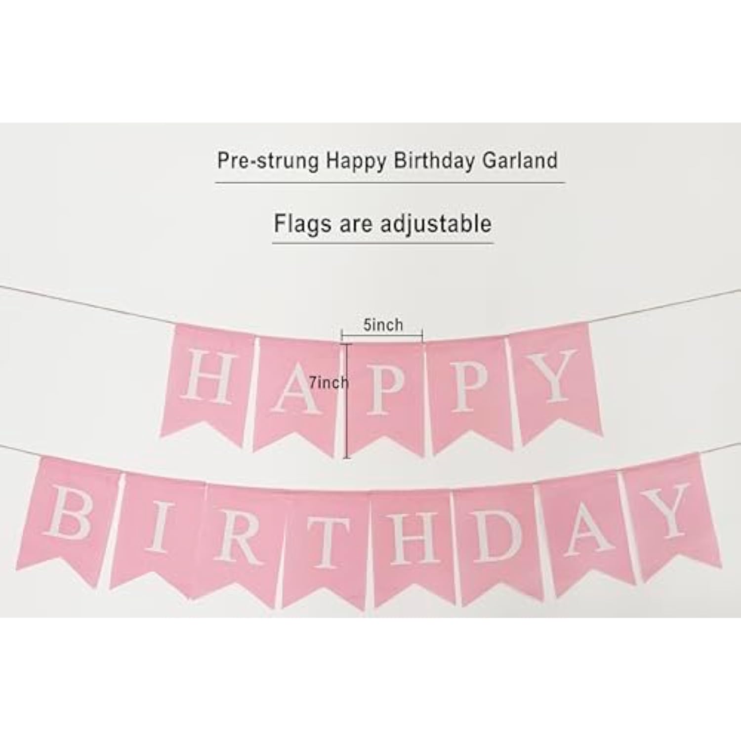 Happy Birthday Banner Pink, Pre-Assembled Reusable Imitated Burlap For Women Girls Party Decorations