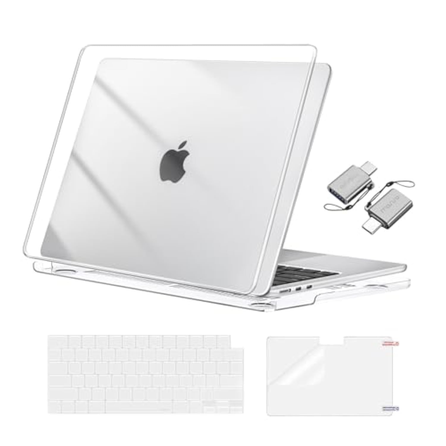 MOSISO Compatible with MacBook Air 15 inch Case 2025 2024 2023 M4 A3241 M3 A3114 M2 A2941 with Liquid Retina Display Touch ID, Plastic Hard Shell&Keyboard Cover&Screen Film&Type C, Crystal Clear