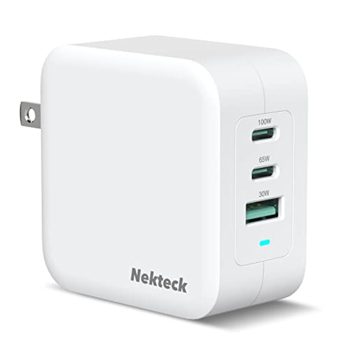 Nekteck 100W GaN USB C Charger, 3-Port PD 3.0 & QC 3.0 Fast Wall Charger, Compact Foldable Plug for MacBook Pro/Air, iPhone 15/14/13, iPad, Galaxy S23/S22, PixelBook, ThinkPad, Steam Deck and More