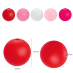 100Pcs Valentines Day Beads Silicone Focal Rubber Round Loose Beads Bulk 15Mm For Diy Beaded Beadable Pens Jewelry Bracelets Making Crafts