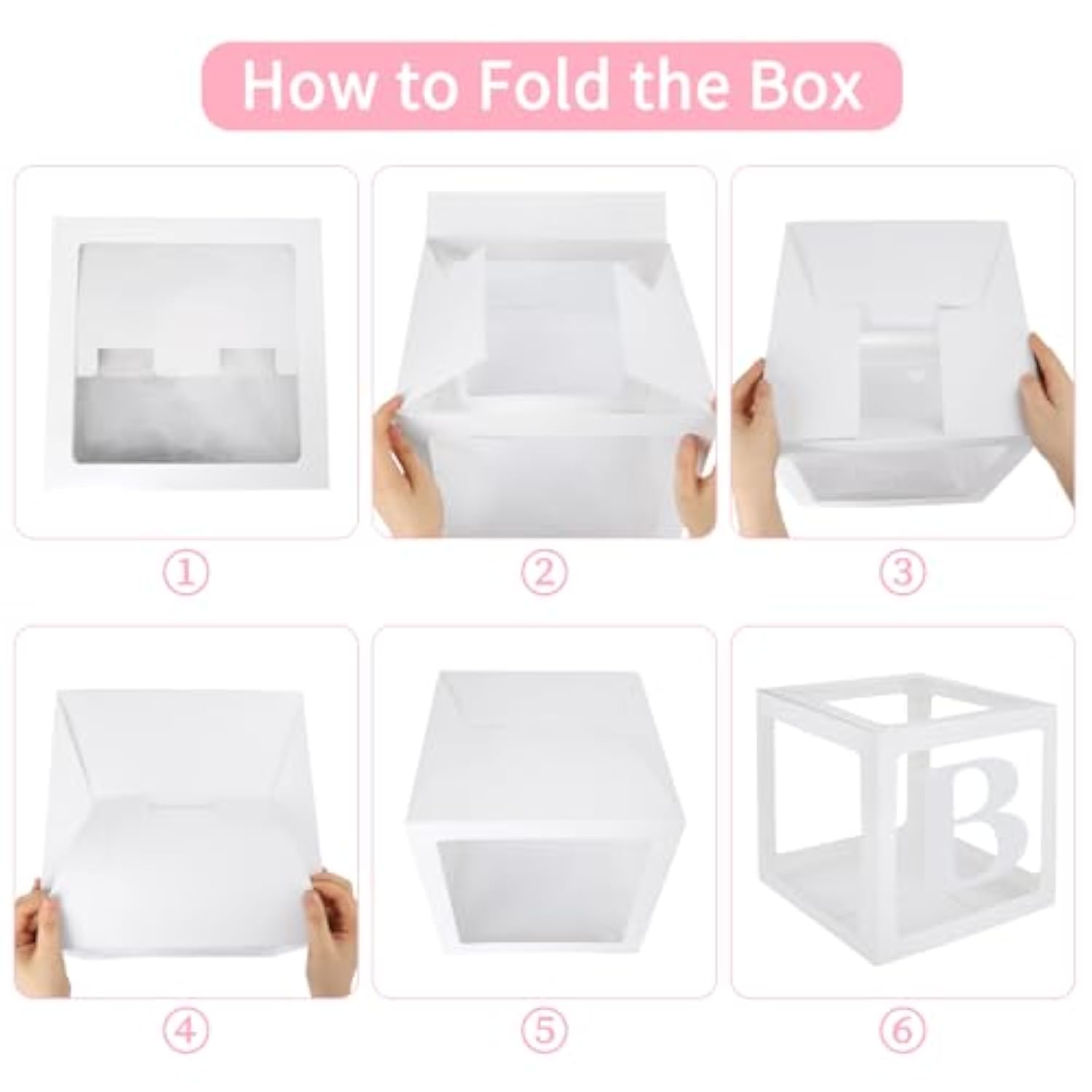 Baby Boxes For Baby Shower Decoration With 8 Letters And 36 Balloons 4Pcs Clear Balloon Boxes Baby Blocks For Girls Birthday Party Decorations(Pink)