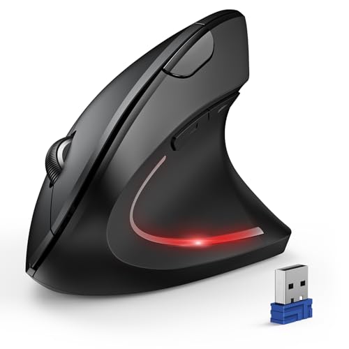 Ergonomic Mouse, Wireless Bluetooth Vertical Mouse, 4800 Dpi Optical Tracking, 6 Adjustable Dpi, Quiet Clicks, 2.4Ghz With Usb A Receiver, 12 Months Battery, 6 Buttons, Wide Compatibility