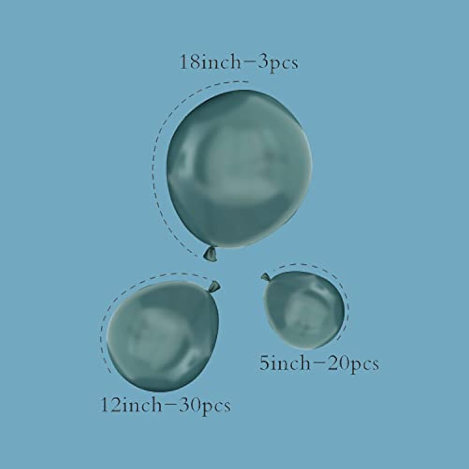 Slate Blue Balloons Happy Birthday Decoration 53Pcs 5Inch/12Inch/18Inch Assorted Sizes Baby Shower Balloons Wedding Anniversary Party Supplies