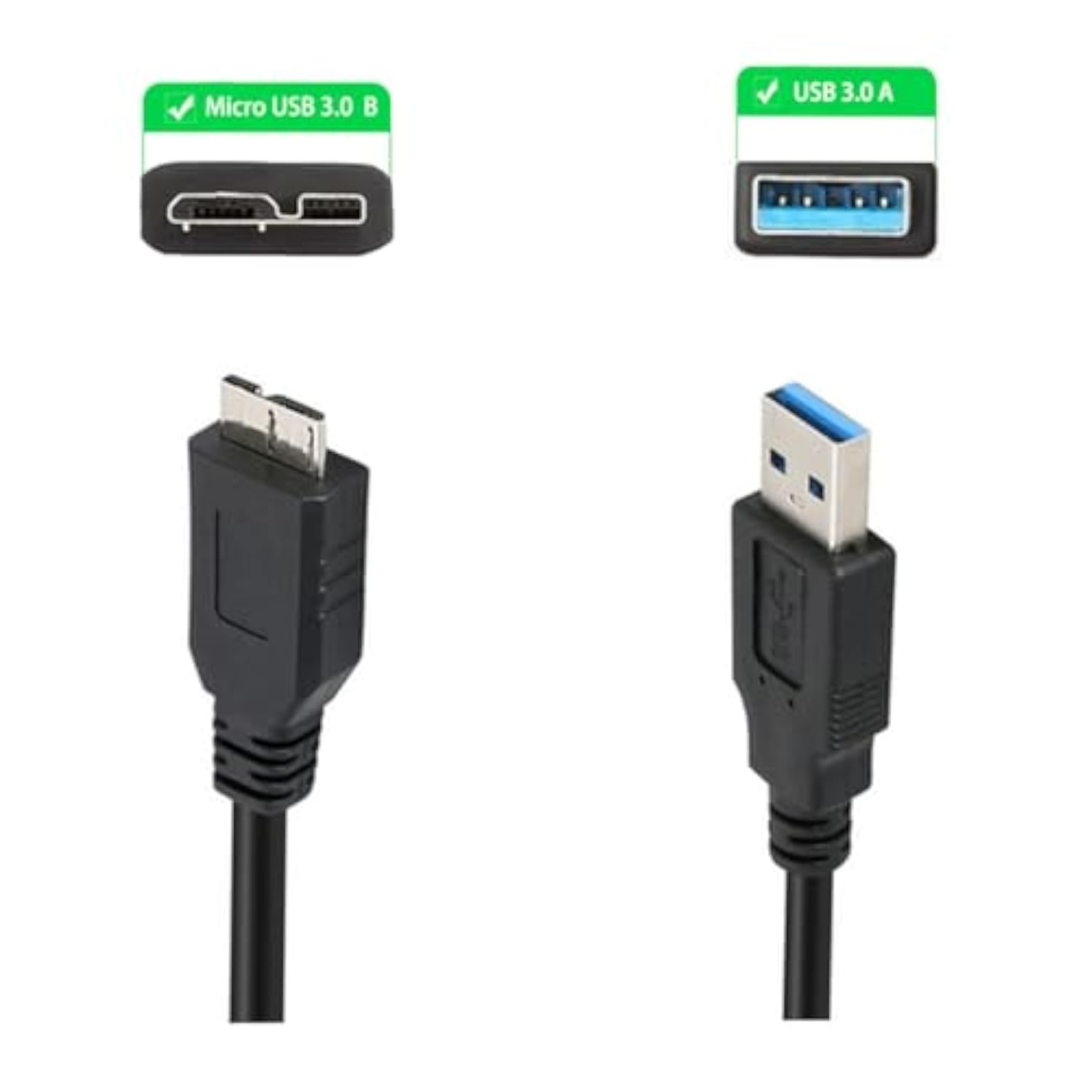 Usb 3.0 A To Micro B Cable,External Hard Drive Cord Compatible For Seagate,Wd,Toshiba,Westgate,Samsung Galaxy S5,Note 3,(1 Meter,Black),High Speed Data Transmission