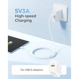 Cable Matters 3-Pack Extreme Flexible USB A to USB C Cable 6ft in White, Support Apple CarPlay, Android Auto, USB to USB C Charging Cable for iPhone 16/15 Pro Max Plus, Galaxy S23