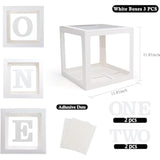 1St Birthday Decorations For Boys - 3Pcs Boxes With Letters For Photoshoot Props (White)