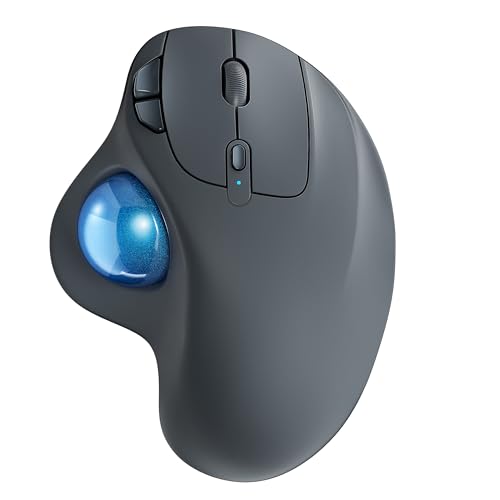 M501 Wireless Trackball Mouse, Rechargeable Ergonomic, Easy Thumb Control, Precise & Smooth Tracking, 3 Device Connection (Bluetooth Or Usb Receiver), Compatible For Pc, Laptop, Mac, Windows.