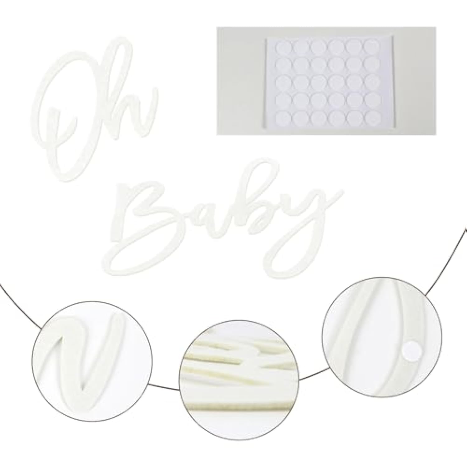 Felt White "Oh Baby" Sign Banner Boy/Girl Baby Shower & Gender Reveal Backdrop