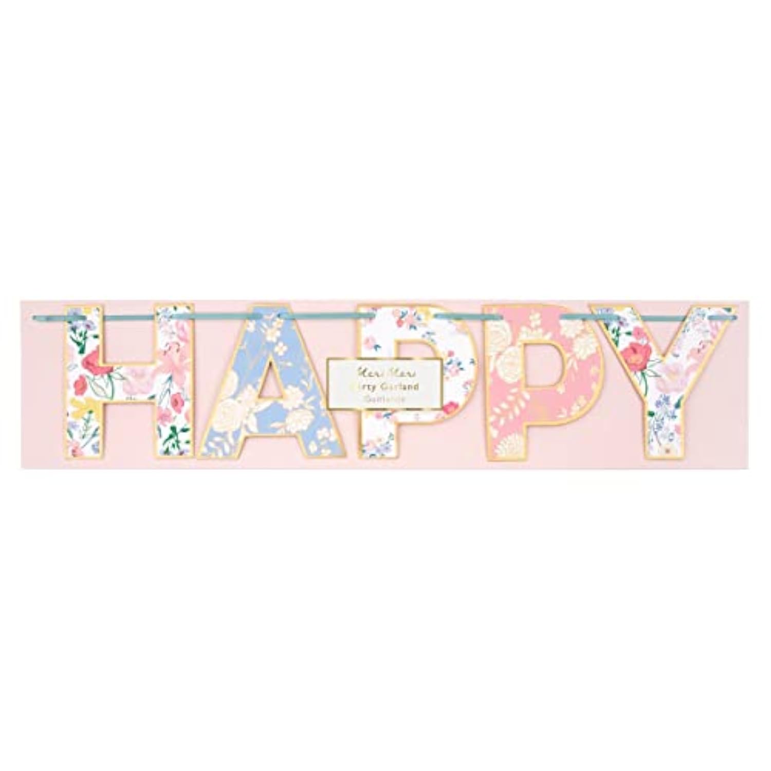 Meri Meri English Garden Birthday Banner (Pack of 1), 6' Party Banner Including Excess Cord, Meri Meri Garland Birthday Party Decorations, Reusable