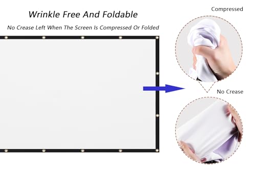 120 Inch Projector Screen 16:9 Foldable Anti-Crease Portable Projector Movies Screens For Home Theater Outdoor Indoor Support Double Sided Projection