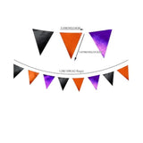 39Ft Black Orange Purple Glitter Fabric Bunting Banner Triangle Flags Hanging Cotton Pennant Banner For Birthday Wedding Engagement Halloween Theme Party Home Garden Decorations Supplies