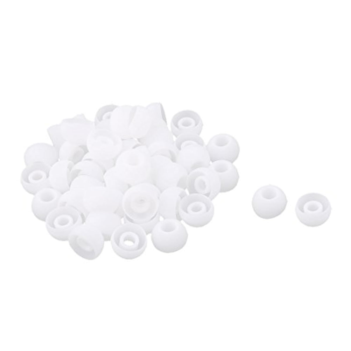 uxcell Silicone Replacement Earbud Tips, 50 Pcs 4mm Inner Hole Ear Bud Tip Noise Isolation Cap Replacement Cover for Most in Ear Earphone Headphone, White