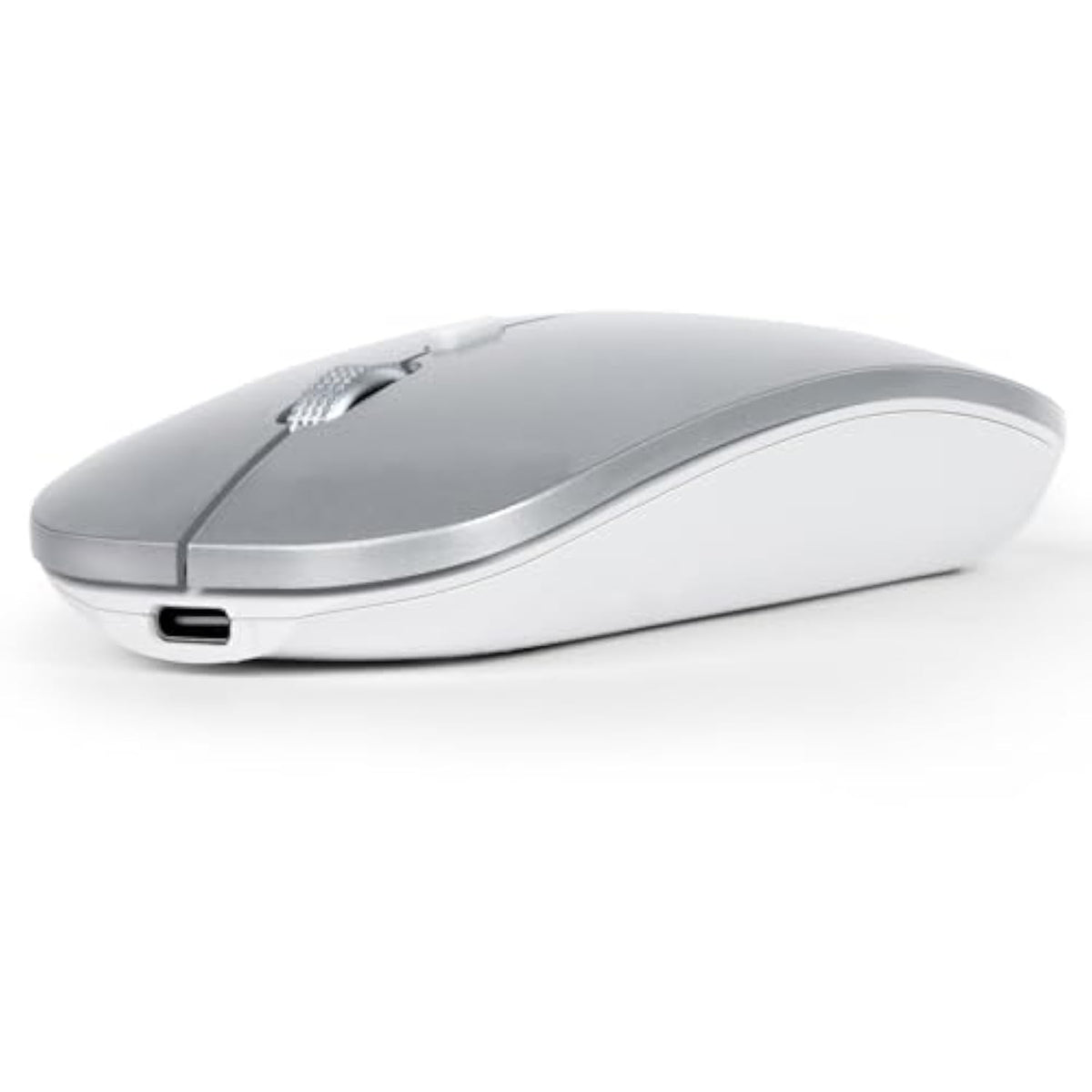 Wireless Mouse, Slim Rechargeable Silent Mouse,Bluetooth And 2.4G Wireless Computer Mice With 800-1200-1600 Adjustable Dpi For Desktop/Laptop/Tablet-Silver