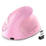 Ergonomic Mouse,Rechargeable Small Vertical Mouse With 6 Buttons Adjustable 800/1200/1600 Dpi Pink Wireless Mouse For Laptop Desktop Pc Mac
