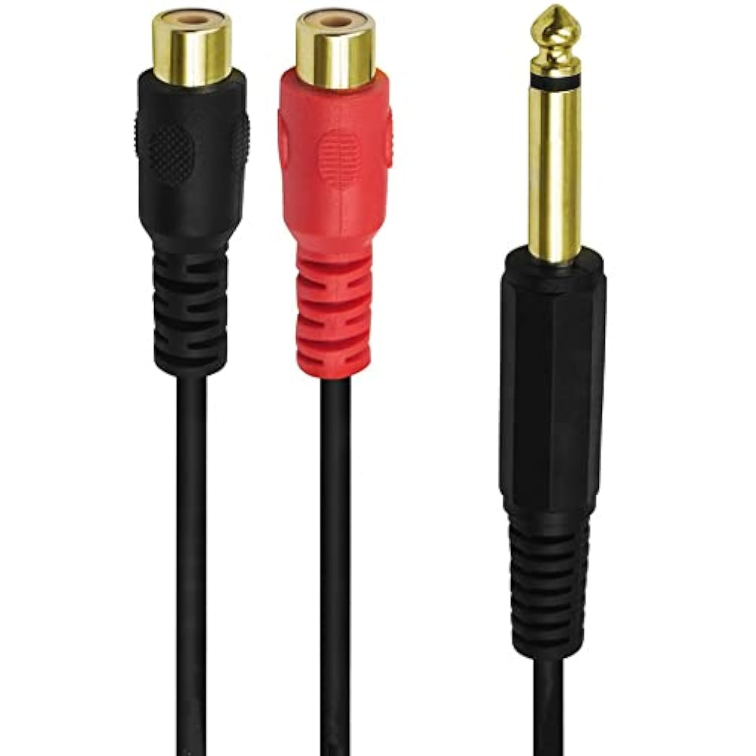 6.35Mm To 2 Rca Cable, Gold Plated 1/4 Inch Mono Ts Male To 2 Dual Rca Female