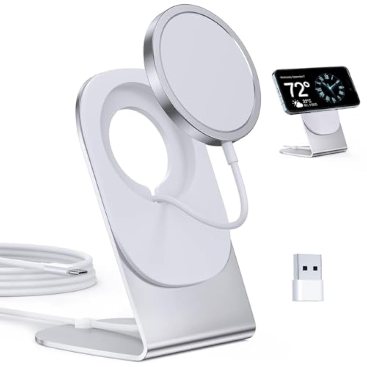 Magnetic Wireless Charger Mag-Safe Charger For Iphone 16/15/14/13/12 Series Convertible Magnet Wireless Charging Stand/Pad With 5Ft Cable For Iphone And Airpods 2/3/Pro 2/Pro