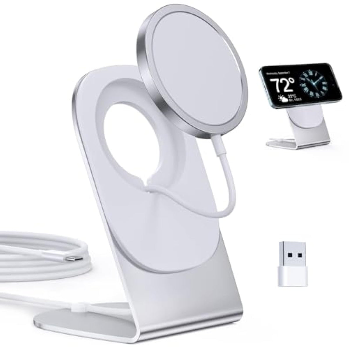 Magnetic Wireless Charger Mag-Safe Charger For Iphone 16/15/14/13/12 Series Convertible Magnet Wireless Charging Stand/Pad With 5Ft Cable For Iphone And Airpods 2/3/Pro 2/Pro