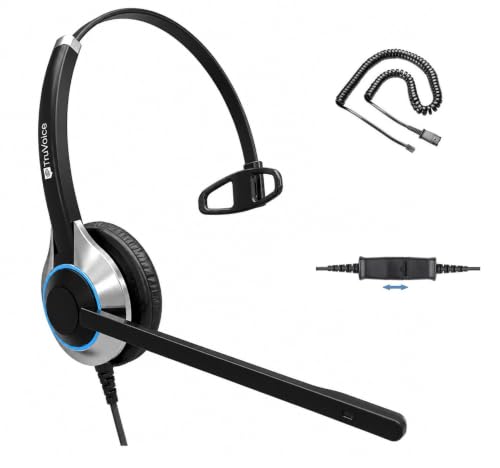 HD-500 Office and Call Center Wired QD Headset with Noise Canceling Microphone and HD Speakers - Compatible with Mitel, Nortel, Avaya, Poly, Polycom,