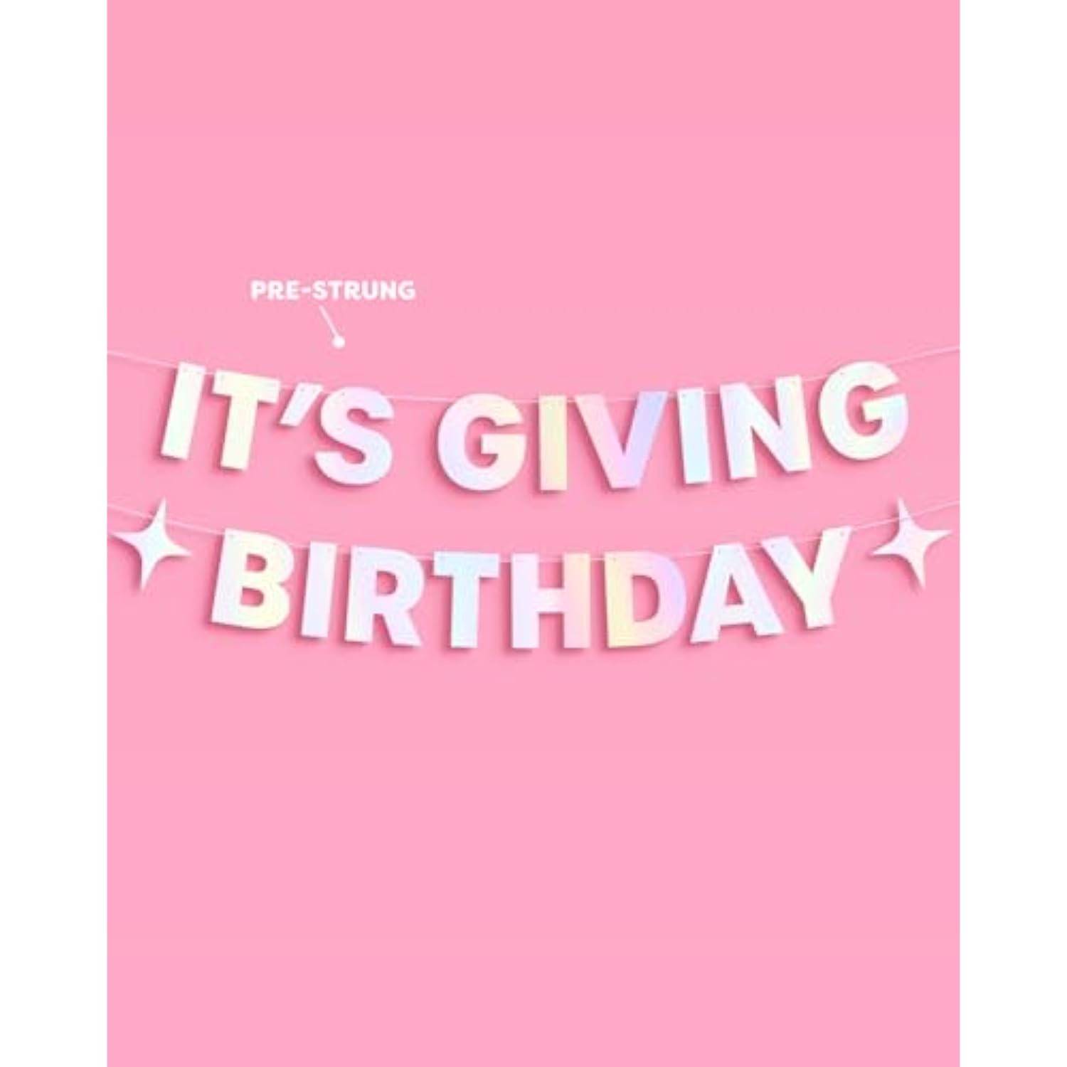 It’s Giving Birthday Banner Iridescent Foil 3Ft Fun Party Decor Photobooth Backdrop