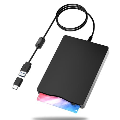 Floppy Disk Reader,External Floppy Drive, 3.5" Usb &Type C Floppy Disk Reader Portable 1.44 Mb Fdd For Pc, Laptop And Desktop Compatible With Windows 2000/Xp/Vista/7/8/10/11