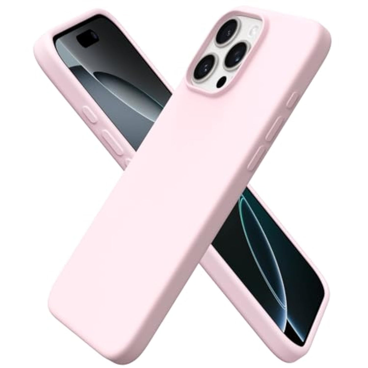 Compatible With Iphone 16 Pro Max Case 6.9", Slim Liquid Silicone 3 Layers Soft Gel Rubber Shockproof Protective Case With Anti-Scratch Microfiber Lining-Chalk Pink