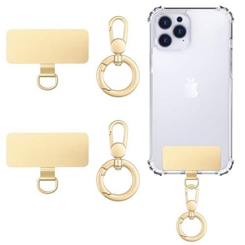 Heavy Duty Phone Tether Tab ×2, 360° Rotatable Spring O Ring ×2, Metal Ultra-Thin Cellphone Lanyard Pads Cellphone Strap Patches Connector Tether